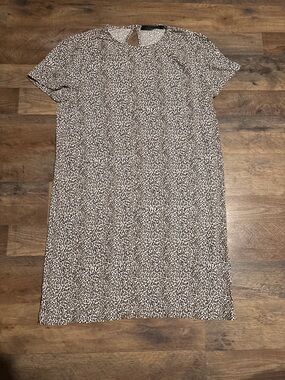 Jenni Kayne Beige and Black Leopard Shift Mini Dress